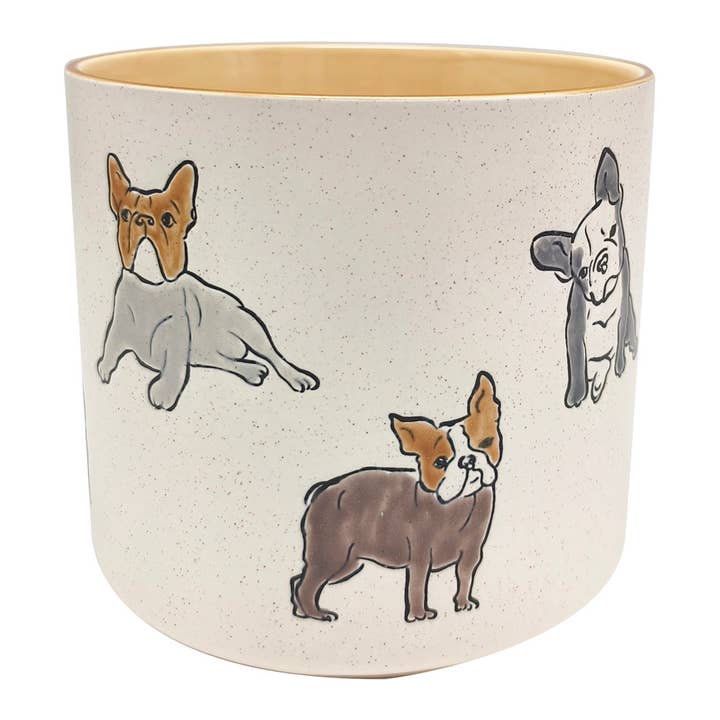 BOSTON TERRIER PLANTER 6.5" , 5"/6.5" NESTED WITH 78147 for wholesale by Blue Sky Clayworks