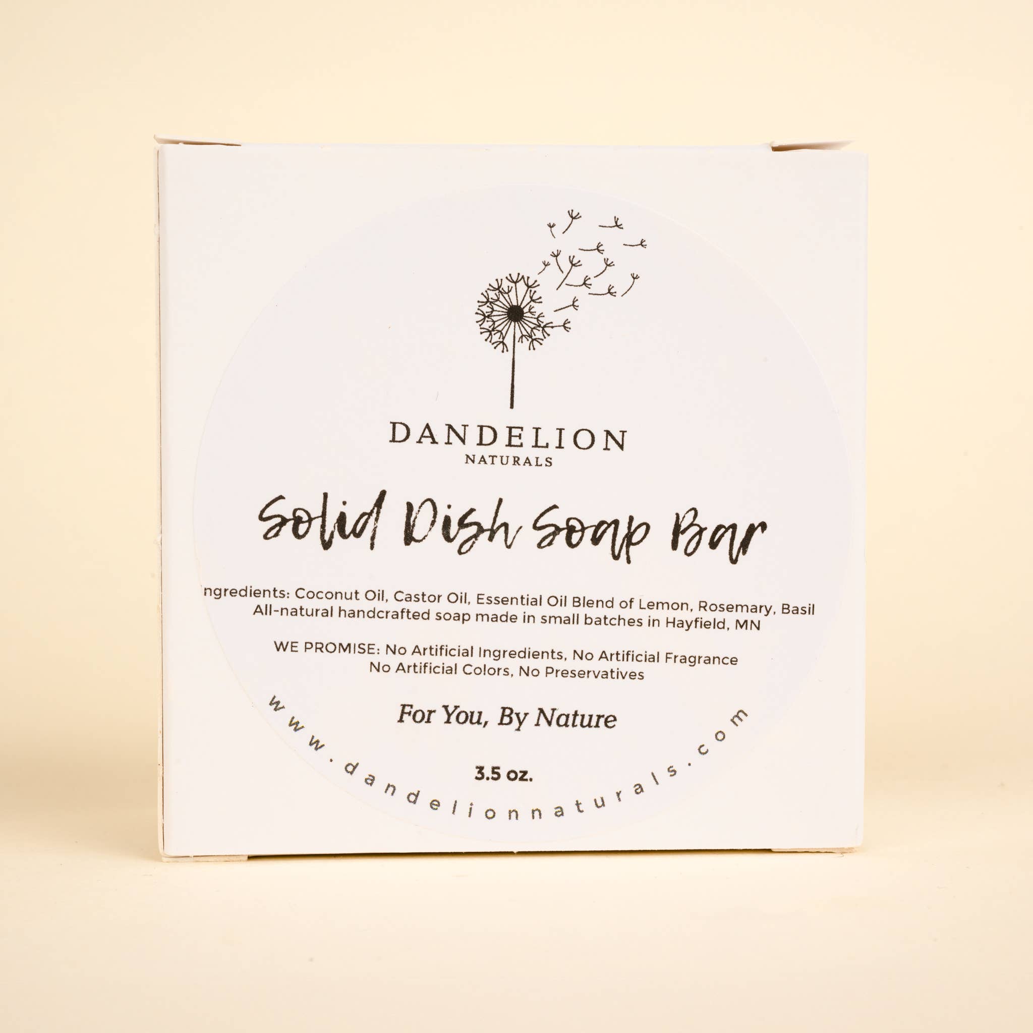 Dandelion Naturals – Engroshandel Opvaskemiddel – Fast opvaskesæbebar | Opvaskesæbe | Citron + Basilikum + Rosmarin