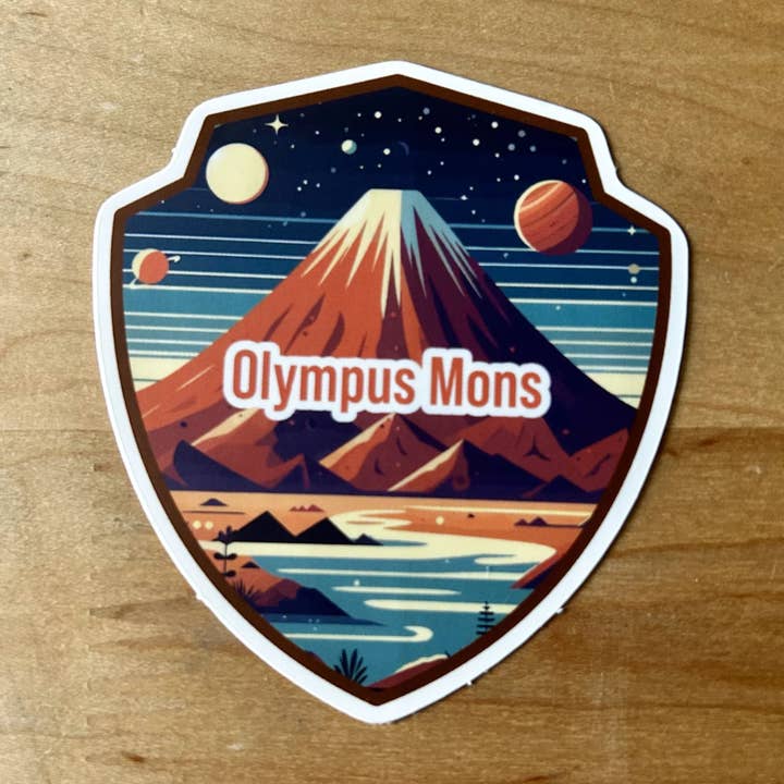 Autocollant de localisation Olympus Mons pour la vente par Red Planet Resorts LLC