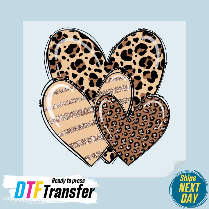 Leopard Hearts DTF Transfer for wholesale by DTF Office