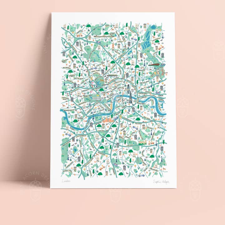 Inky Acorn Designs - Wholesale Art Print - London Map Signed Art Print3