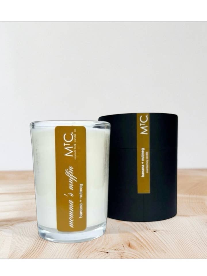 Banana + Nutmeg - Warm Bakery Soy Candle | Mama’s Muffin for wholesale by momMY TIME candle co.