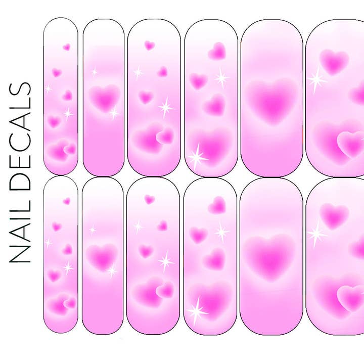 Airbrush Pink Hearts for wholesale by DIPPY COW NAILS