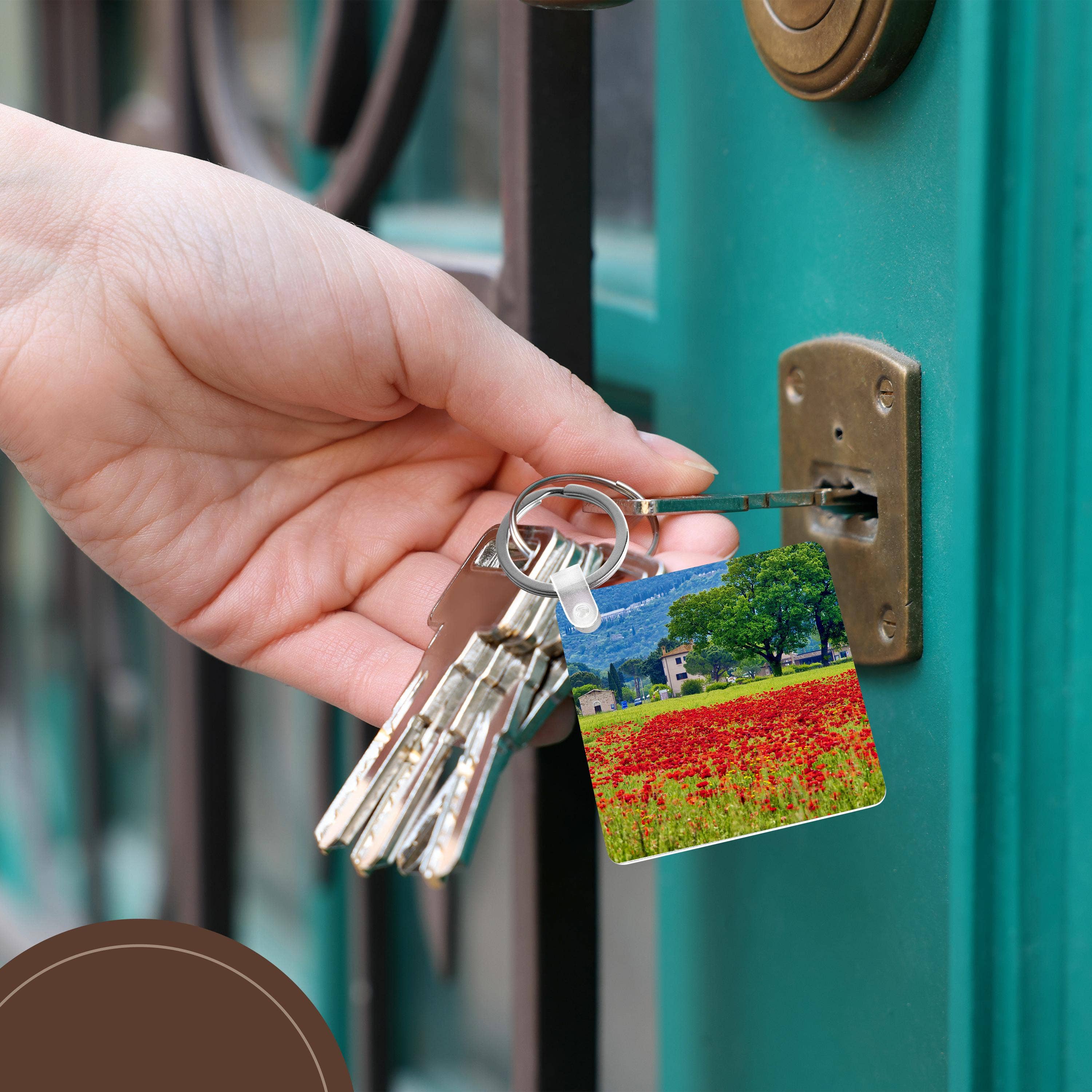 3dRose - Wholesale Keychain - Unisex - 3dRose, Italy, Umbria, Assisi. View of Assisi across the poppy covered field, Key Chain5