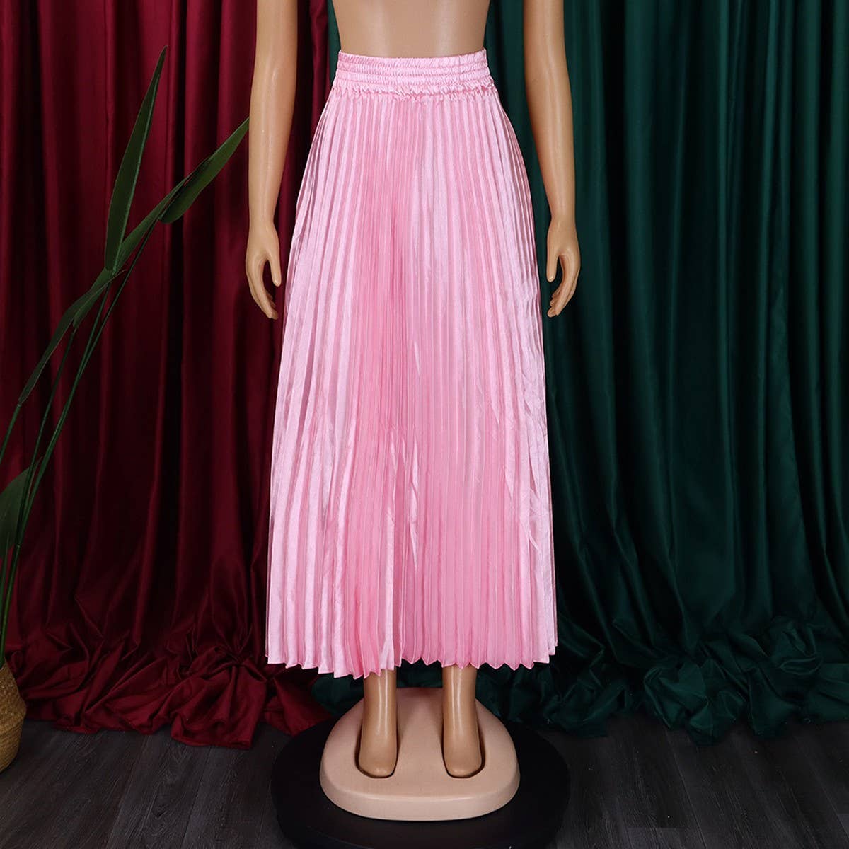 ACCITY - Wholesale Dress - Women's - PLUS SIZE MID-HIGH WAIST PLEATED LONG SKIRT_CWDMD367610