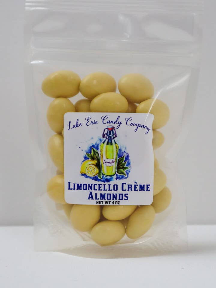 Limoncello Creme Almonds for wholesale by Lake Erie Candy Company