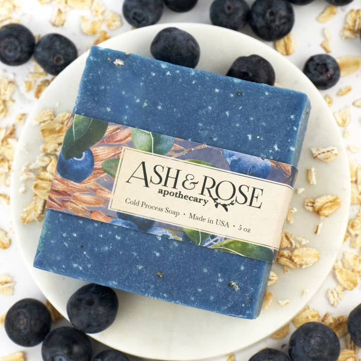 Ash & Rose - Wholesale Bar Soap - Blueberry Oat Soap Scrub Bar - Cold Process Natural
