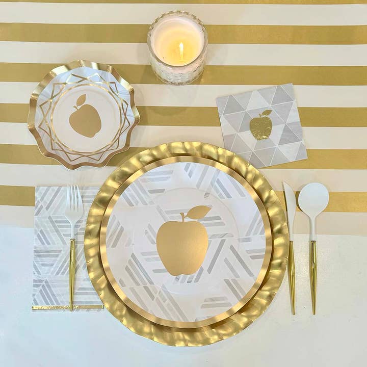 Sophistiplate - Wholesale Charger plate - Satin Gold Wavy Paper Charger/8pk1