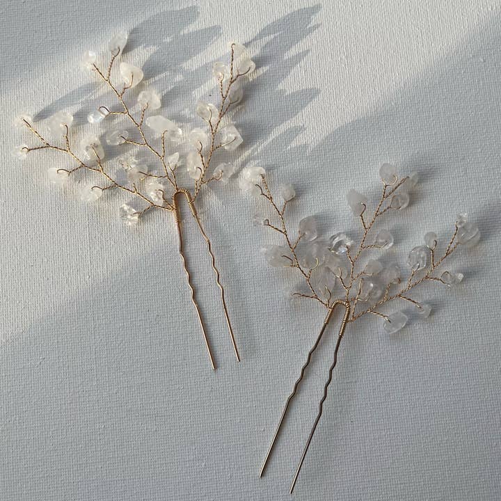 SallyJaneBridal - Wholesale Hair Pin - Lotis Clear Hairpins Gold - bridal hair jewelry2