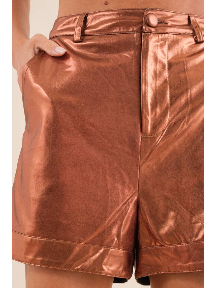 Blue B - Wholesale Top & Short Set (NOT Loungewear) - Women's - 22581SET - Sleek Metallic Single Blazer with Matching Shorts3