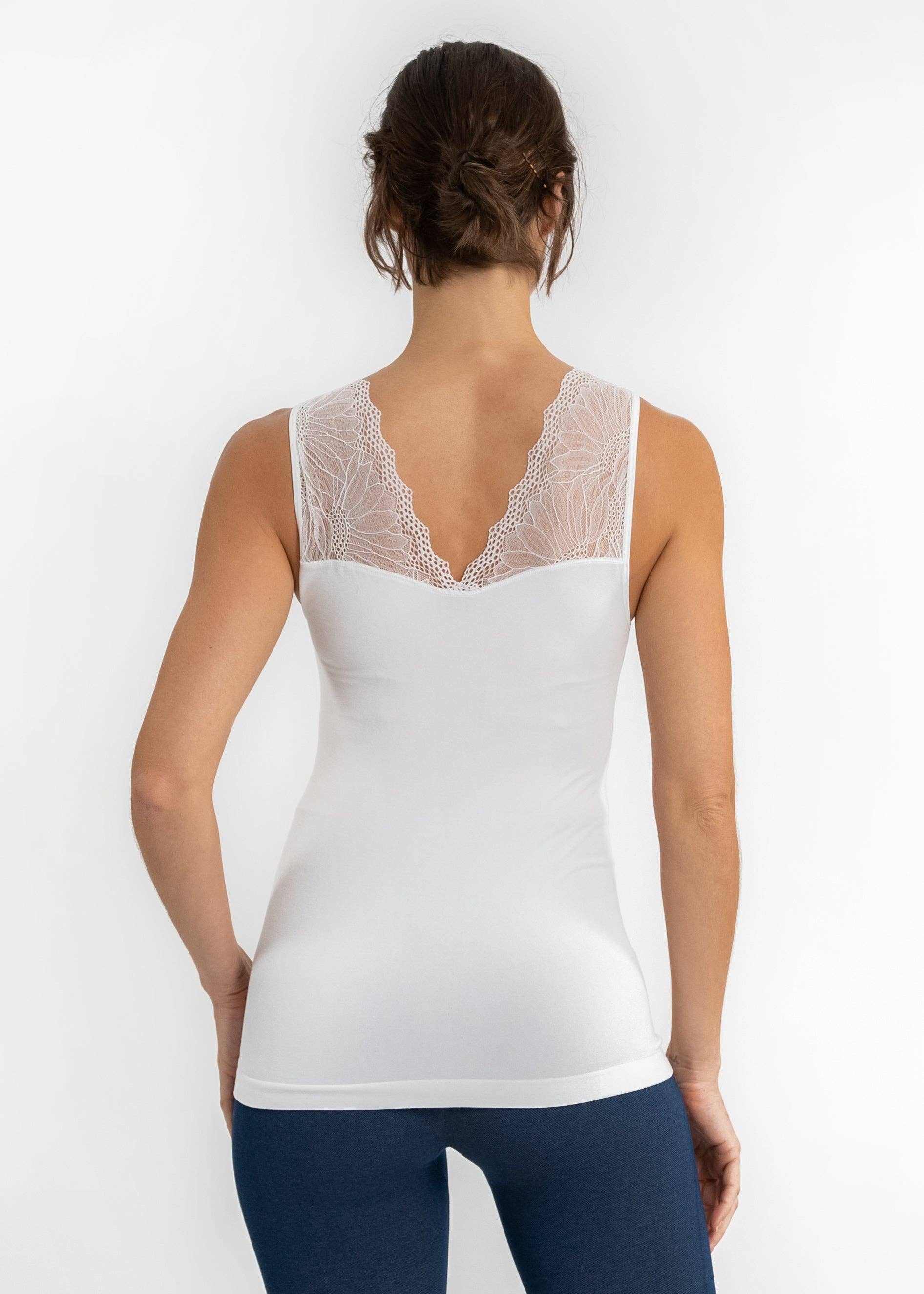 ELIETIAN - Vente Haut en maille – femme - Top réversible avec insert en dentelle15