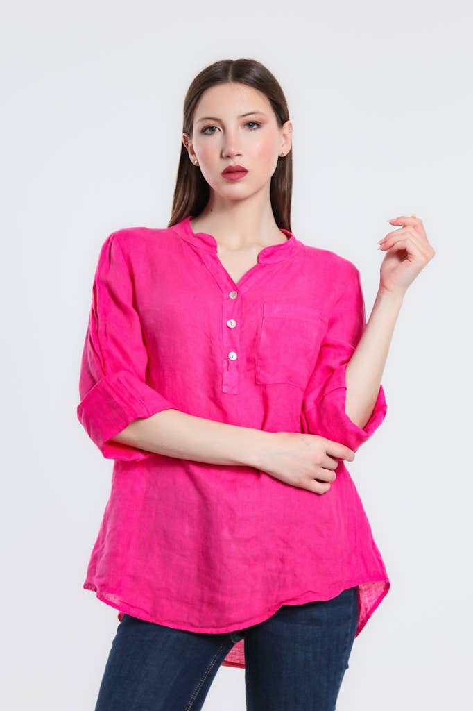 TINA Stephens Italy/Tees By Tina – Túnica - Mulher por atacado – Destino Linho Henley Top (BQ158)14