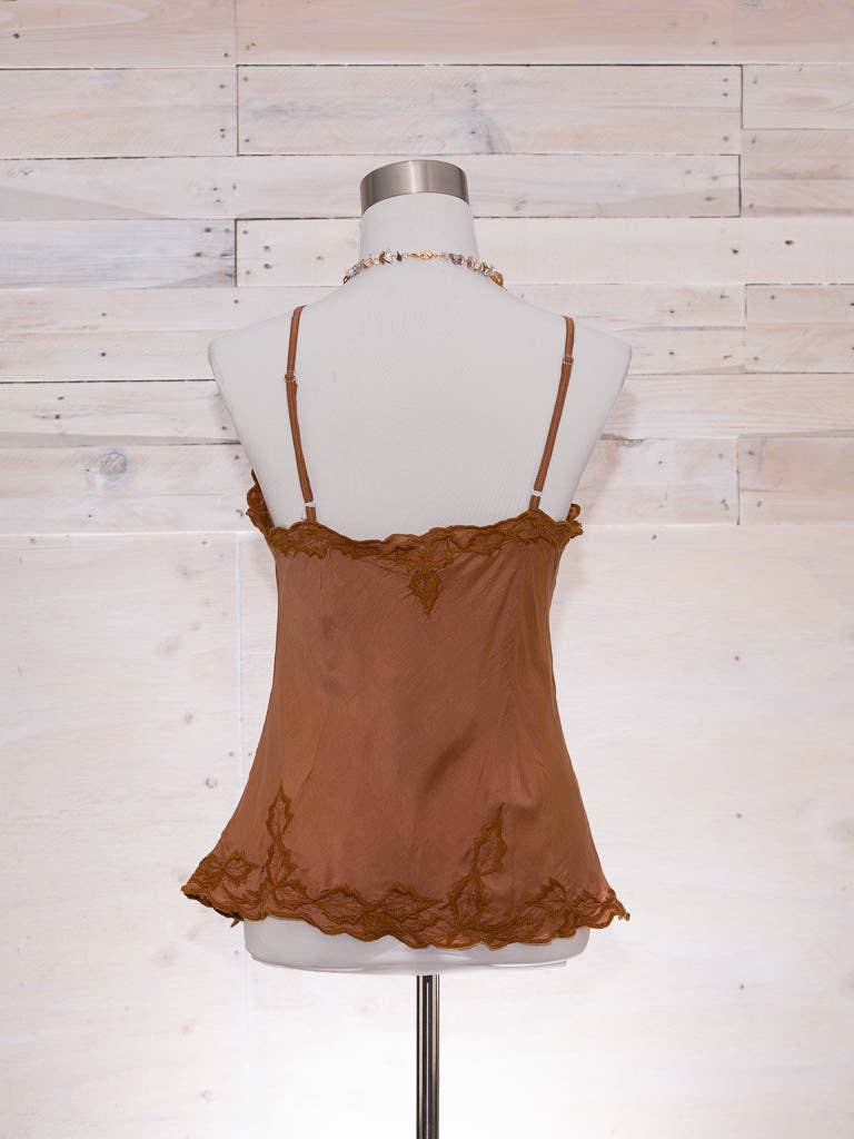 TABOO FASHION - Wholesale Camisole – Women′s - Silk Linen Cami Embroidered Gold Dust4