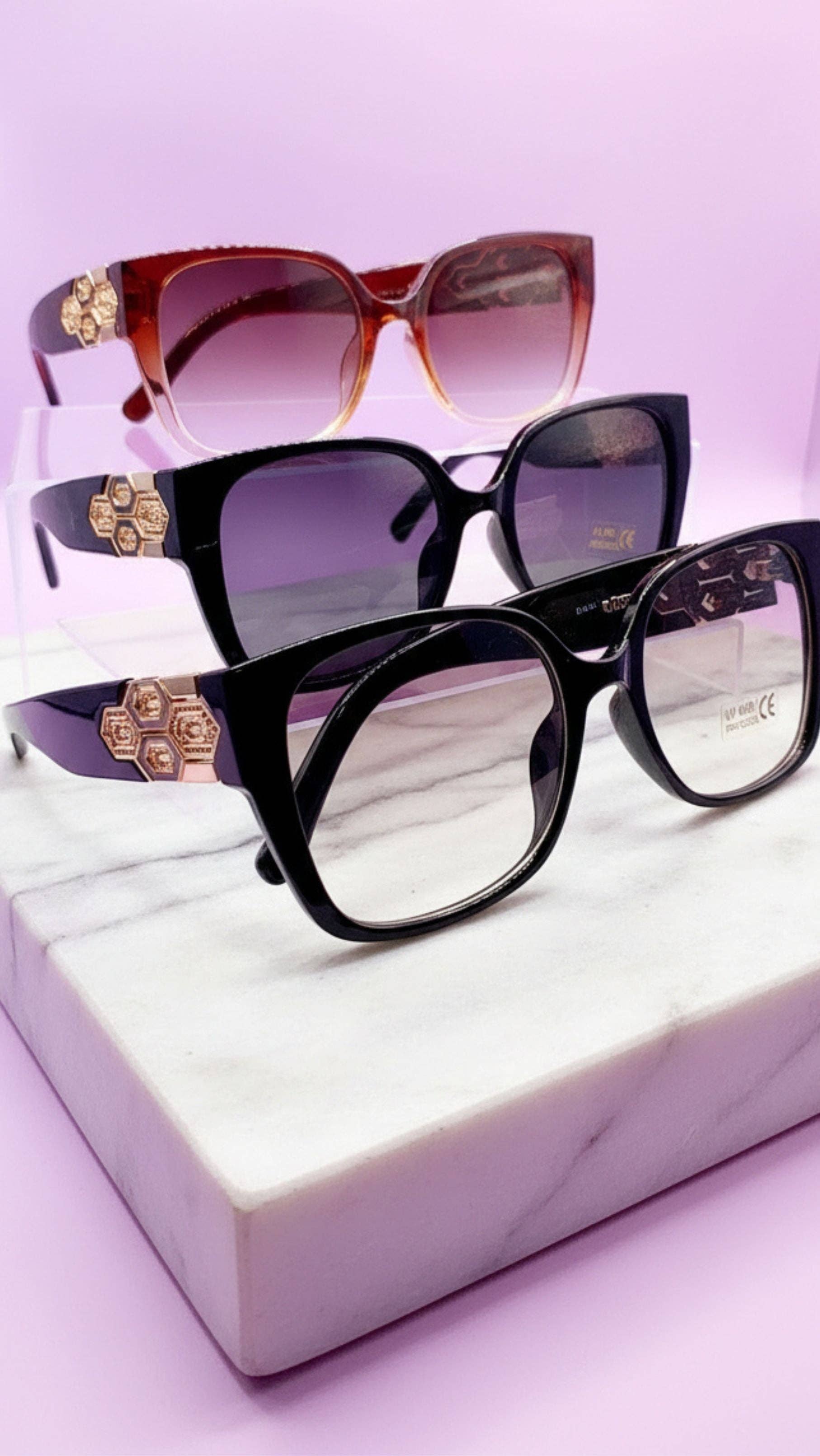 Arya Jewellery Wholesale - Wholesale Sunglasses - Women's - Jewelled Frame Acrylic Sunglasses Box of 200