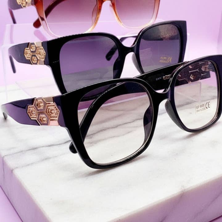 Arya Jewellery Wholesale - Wholesale Sunglasses - Women's - Jewelled Frame Acrylic Sunglasses Box of 20