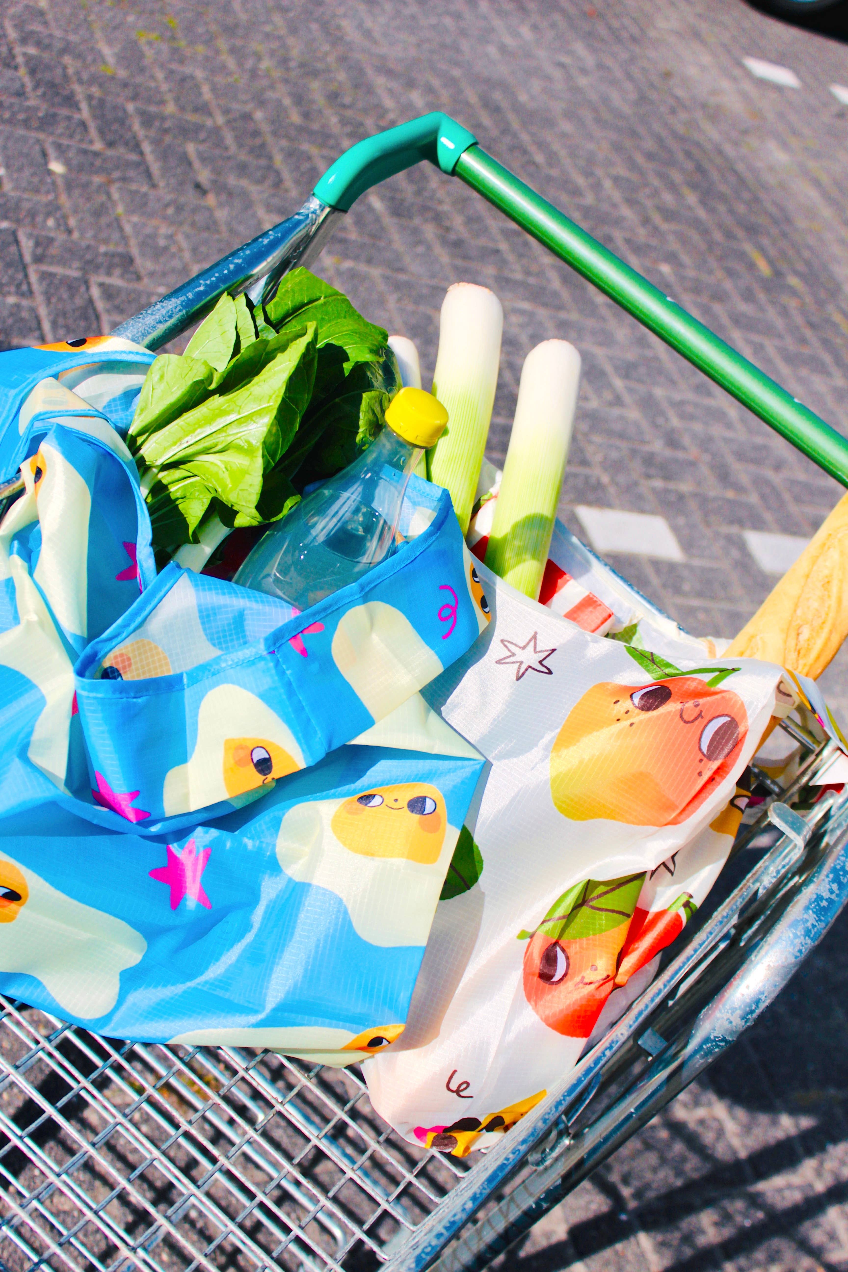 Bloemkolie – wholesale Livsmedels-/Shoppingväska – Omelett Återanvändbar Väska Söt Kawaii Återanvändbar Tygkasse1