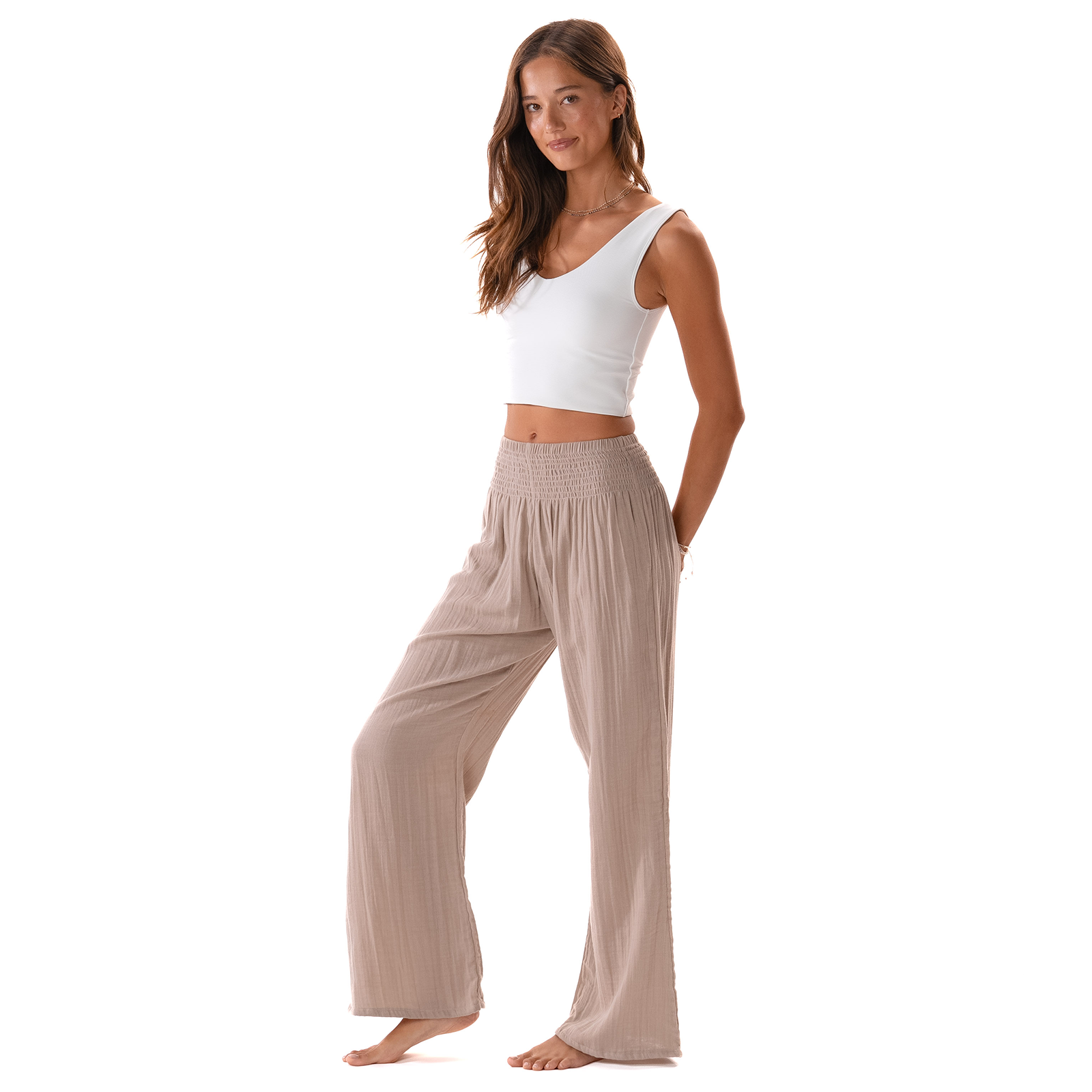 Lotus and Luna - Wholesale Pants - Women's - Stone Wide Leg Cotton Pants3
