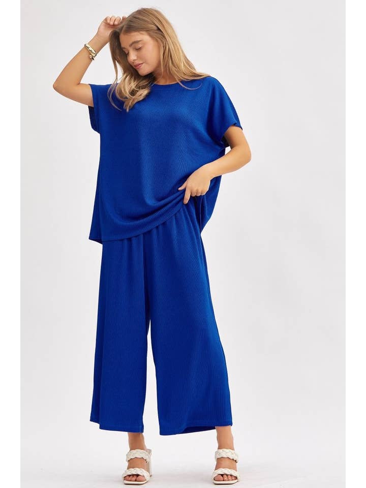Dear Scarlett - Wholesale Top & Pant Set (NOT Loungewear) - Women's - Solid Top + Wide Leg Pants TRVSET-PALMBEACH