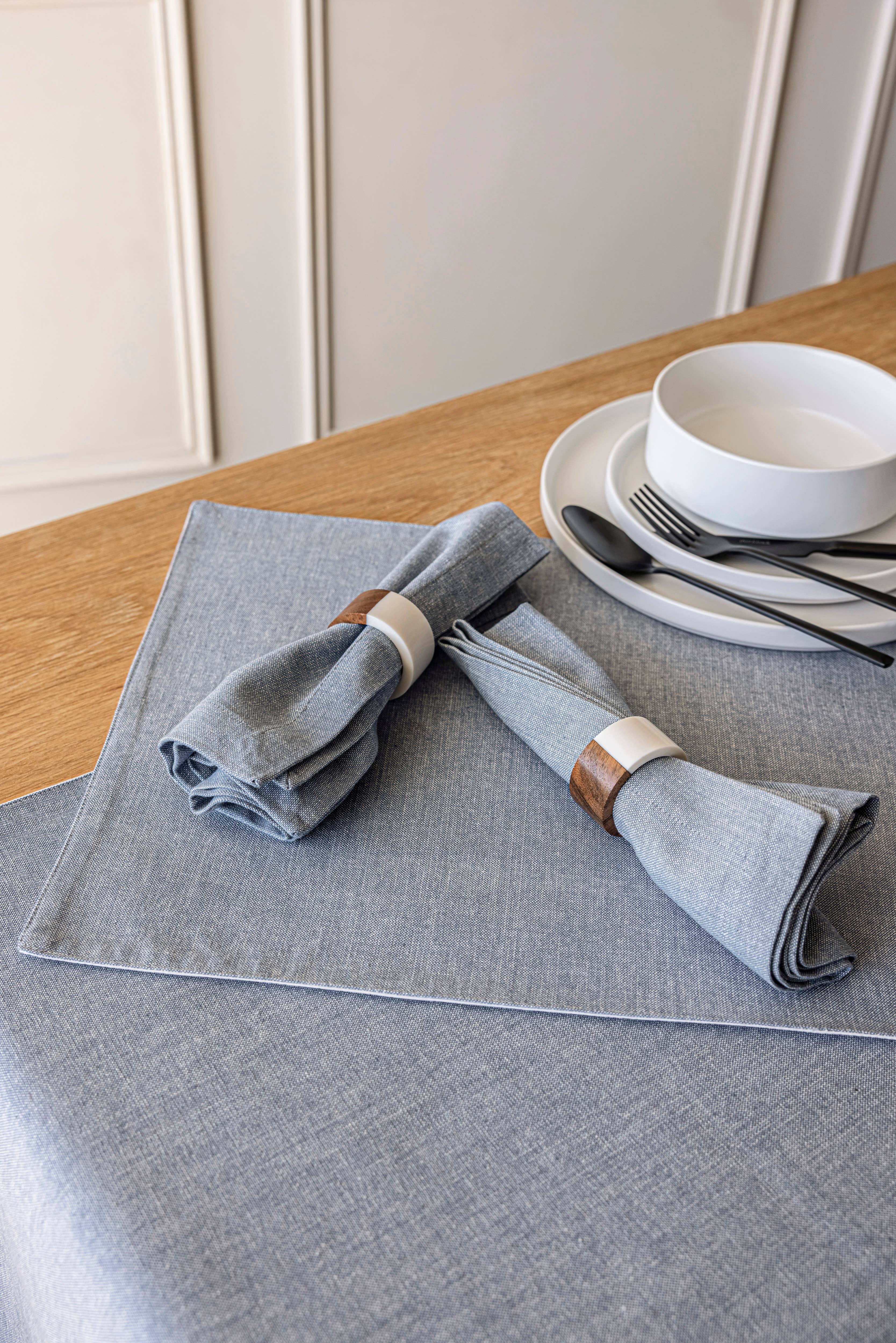 over&back - Wholesale Dinner & Cloth Napkin - Chambray Cotton Napkins – Set of 413