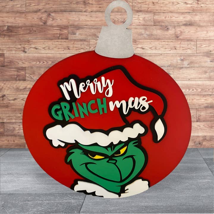 Porte-accroche ronde Grinch Noël pour la vente par Rustic Home Co LLC