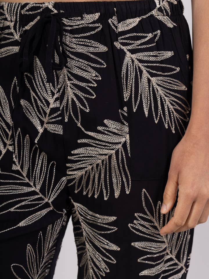 KY CREATION PARIS - Wholesale Pants - Women's - Fluid pants with a golden palm pattern3