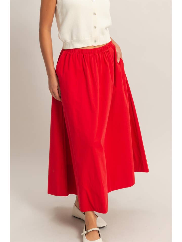 Gonna midi in popeline con vita elastica per la vendita all'ingrosso da parte di HYFVE