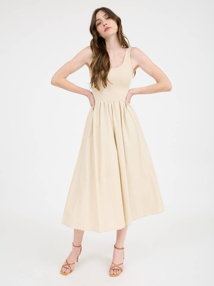 Blu Pepper - Wholesale Dress - Women's - MIX MEDIA TANK MIDI DRESS