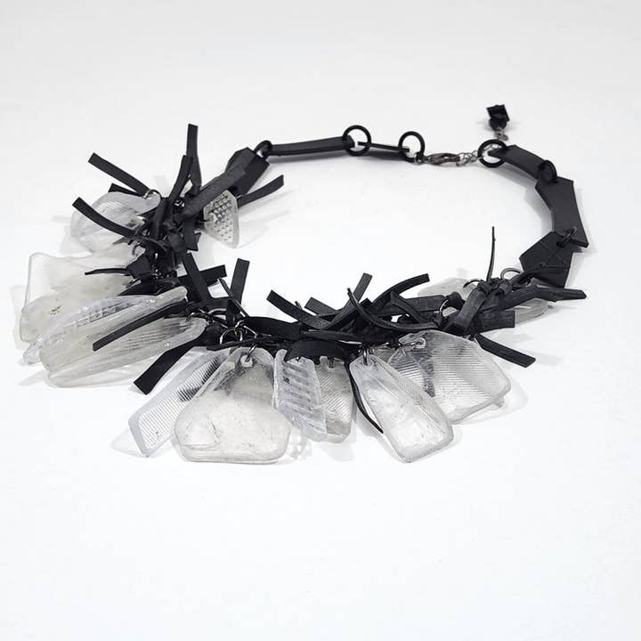 Statement Necklace, Upcycled Headlight Plastic Charm Style for wholesale by Tammy Rice