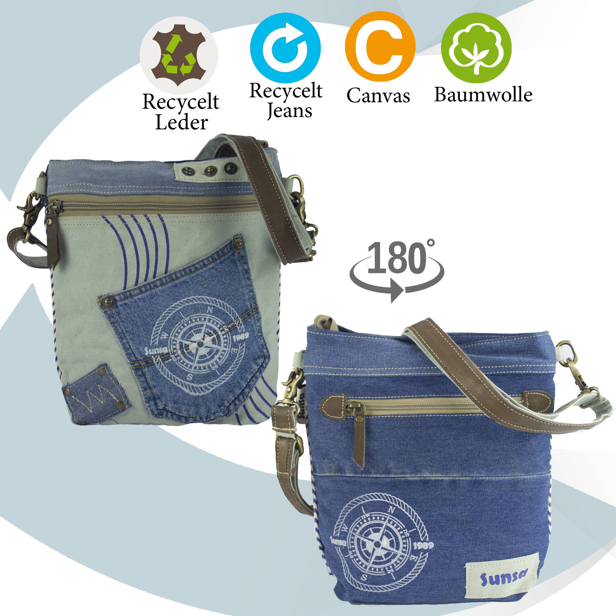 Sunsa - Vente Sac à bandoulière – femme - Sac à bandoulière durable Sunsa pour femme. Sac à bandoulière Maritim7