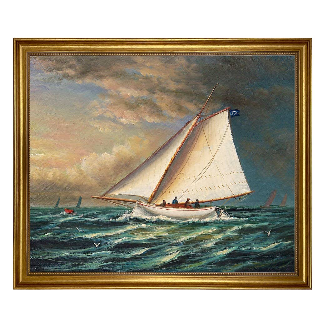 Madison Bay Co. - Historical Home Decor Reproductions - Wholesale Schilderen/Tekenen - Racing Boot Vintage Schilderij Afdruk op Canvas4