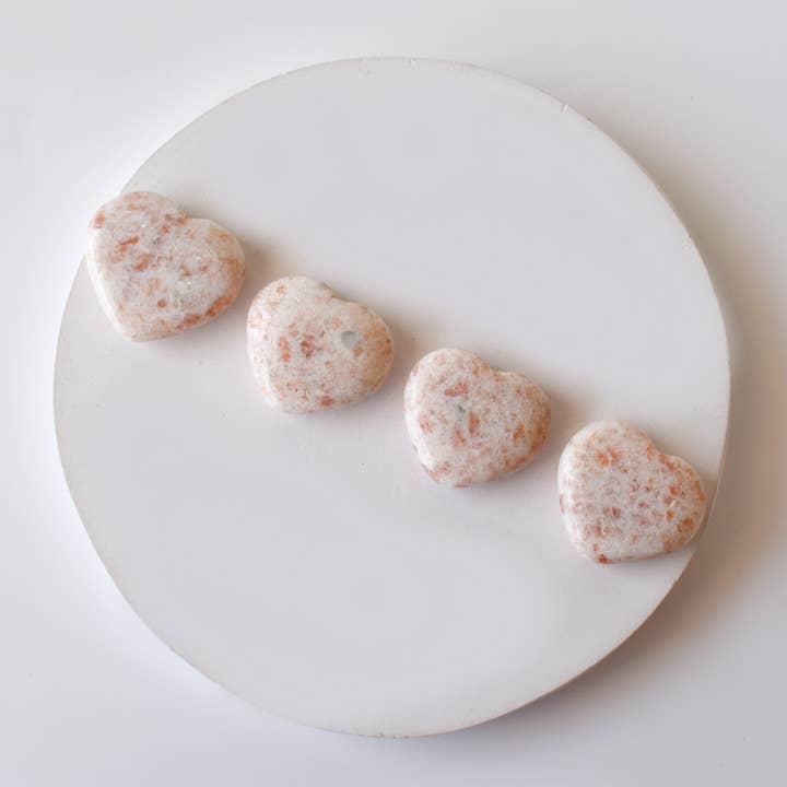 Soothing Crystals - Wholesale Spiritual Stone/Crystal - 1 Inch Sunstone Heart, Puffy Mini Heart Crystals Pendant