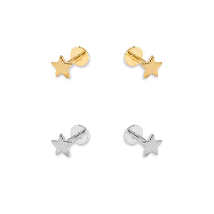 KIKICHIC - Wholesale Stud/Post Earrings - Star Screw Flat Back Cartilage Earrings
