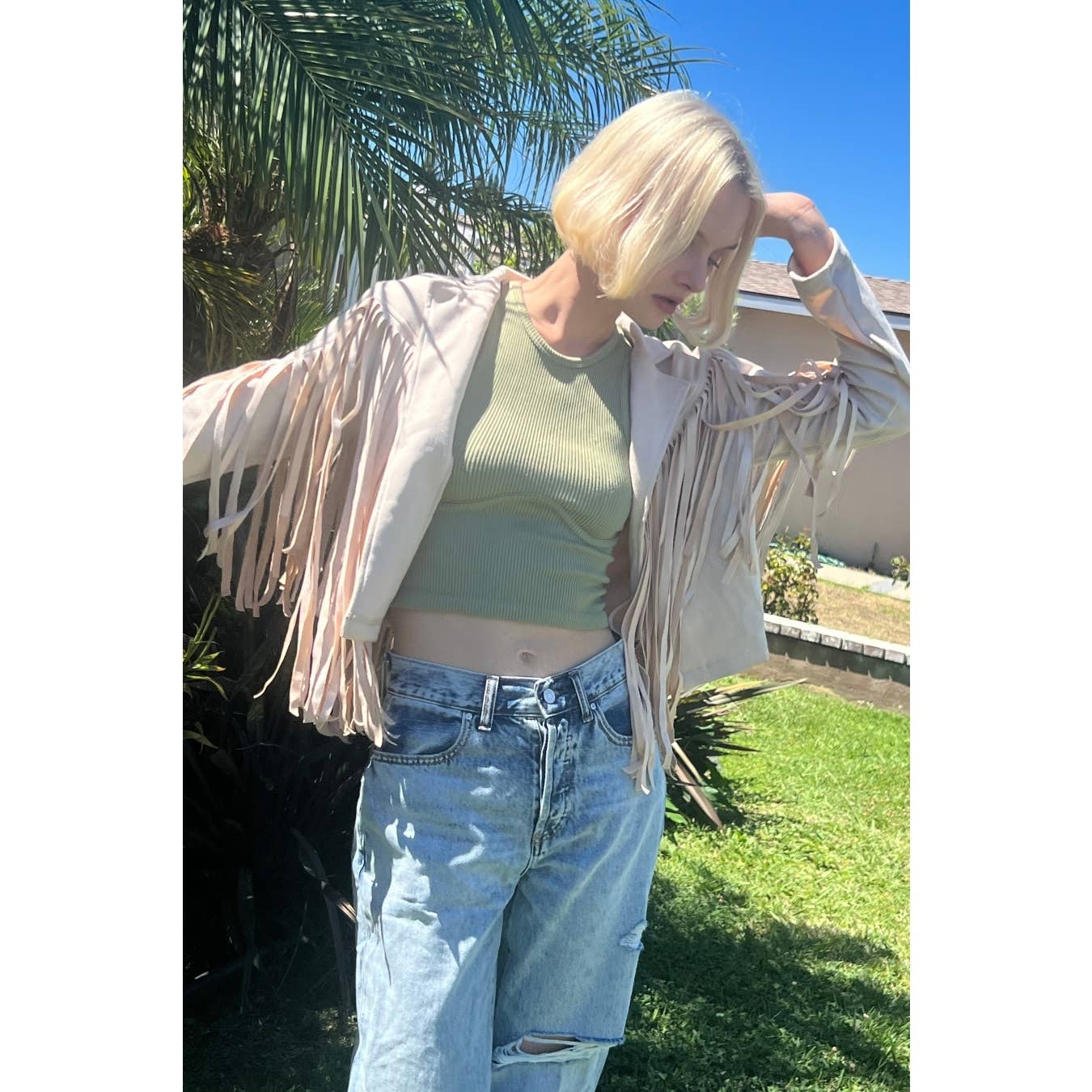 Mapcie - Wholesale Jacket - Women's - SUEDE JACEKT WITH FRINGE DETAIL12