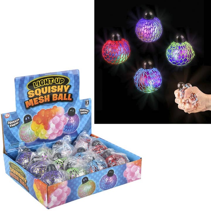 2.33" LIGHT-UP SQUEEZE MESH GRAPE BALL LLB Light-up Toys for wholesale by La Luna Bella - Toys