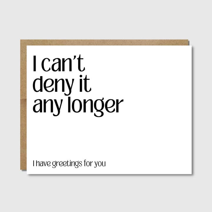 Just Because Greeting Card | Greetings For You | Love Parody for wholesale by Raisin Spirits