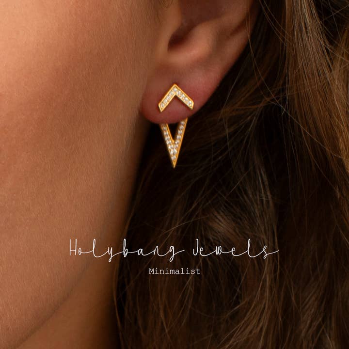 HolyBang Jewels - Wholesale Ear Jackets/Climbers - CHEVRON EAR JACKETS - E-S1074