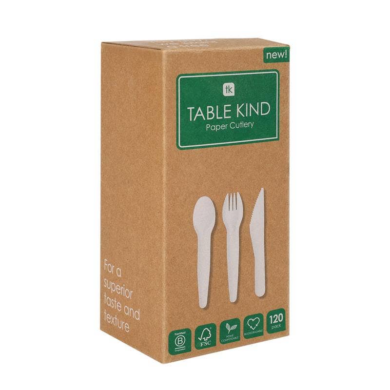 Talking Tables UK – wholesale Disposable servingware set – Table Kind Paper Cutlery - 120 Pack0