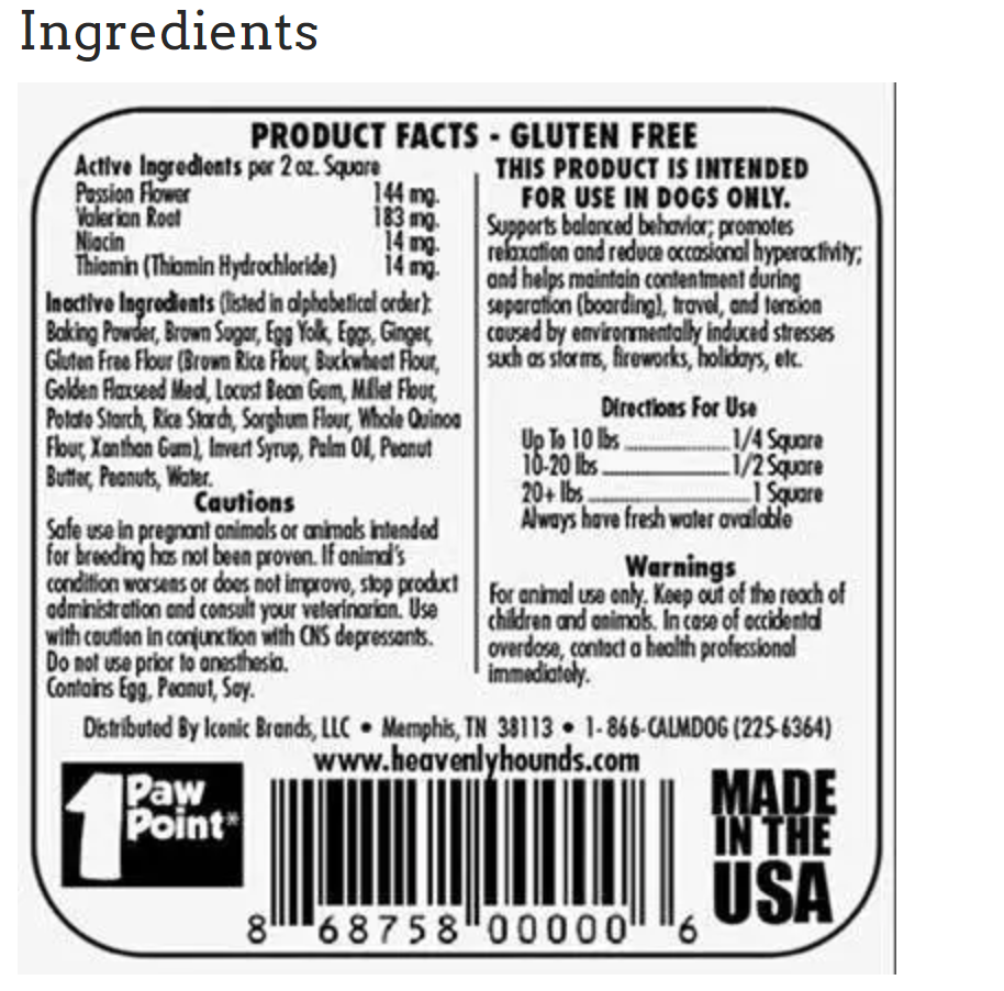 Heavenly Hounds - Wholesale Pet Treats - Dog - Peanut Butter Relaxation Square - 4 Pack3