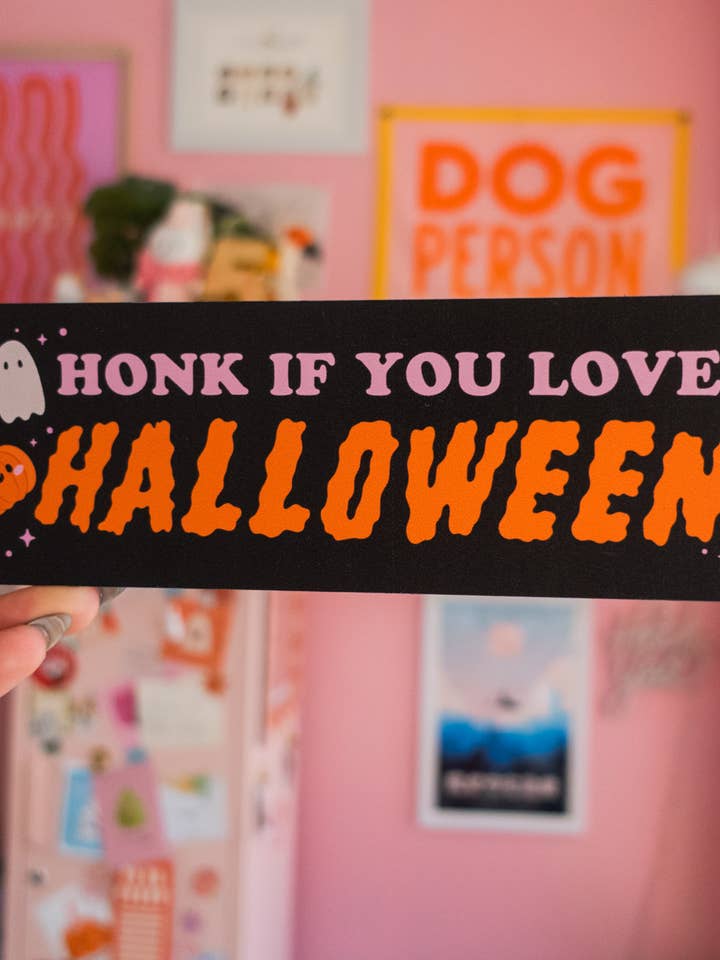 Toca el claxon si amas Halloween PEGATINA magnética para parachoques para venta al por mayor de Jollie Ollie Designs