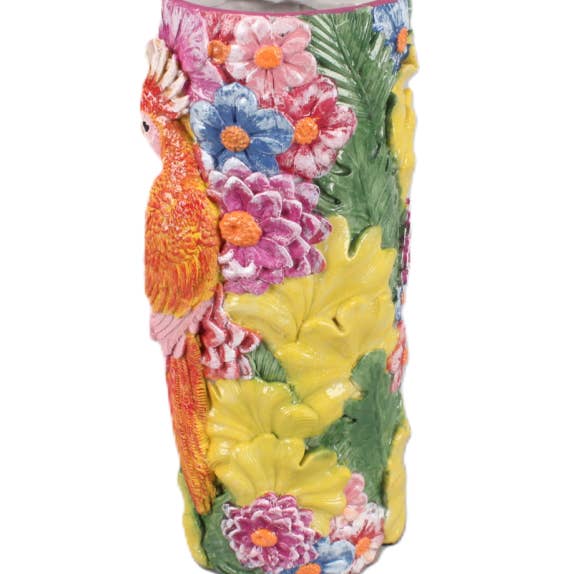 McGowan & Rutherford Ltd - Vendita all'ingrosso Vasi - Vaso per uccelli floreali dai colori vivaci0