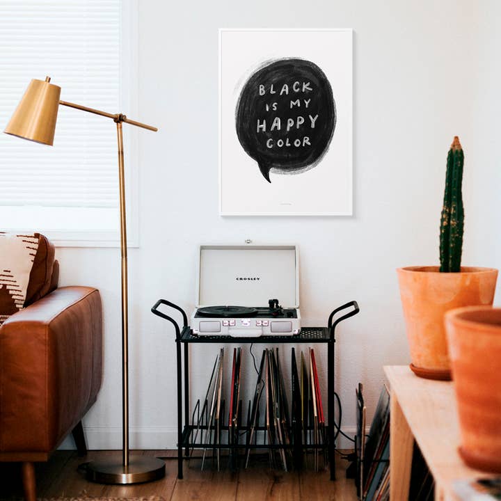 Just Cool Design - Wholesale Kunstprint - Quote Poster Print A5 | Zwart is mijn vrolijke kleur
