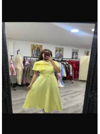 Sorelle Belted Midi Dress Yellow for wholesale by Girl In Mind