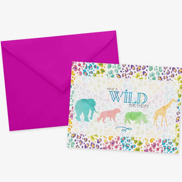 90s Inspired LF Rainbow Leopard, Birthday Card for wholesale by mad paperie