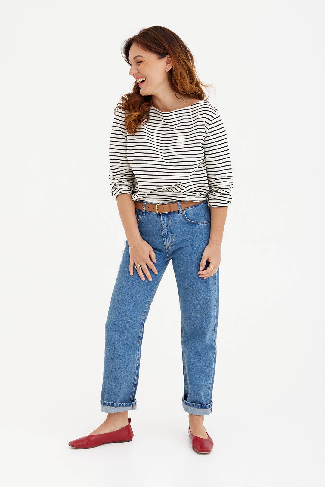 Off white with black stripes T-shirt BRETON ┃ long sleeve, classic model striped t-shirt for wholesale on Faire4