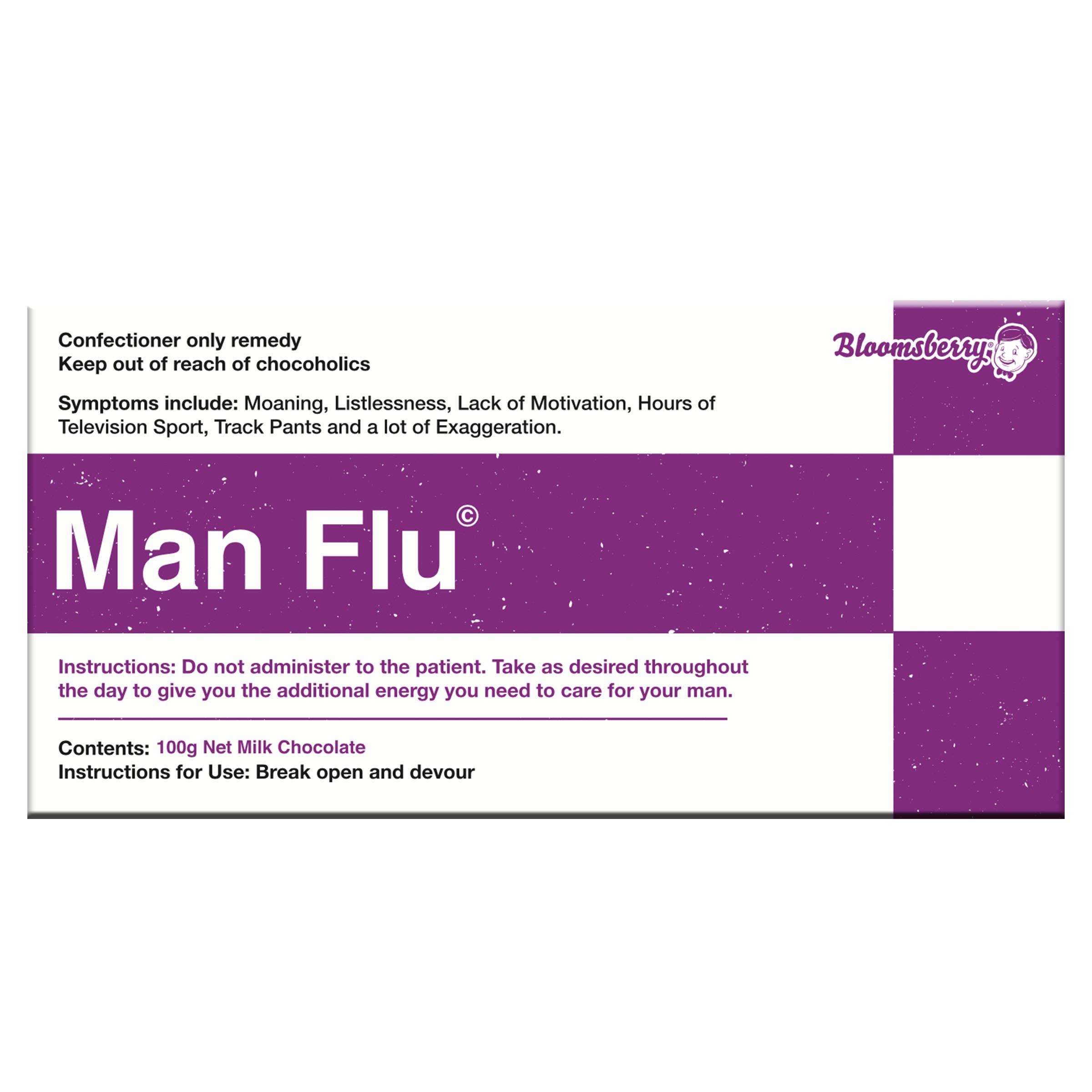 Bloomsberry - Wholesale Chocolate bar - Man Flu Milk Chocolate Bar0