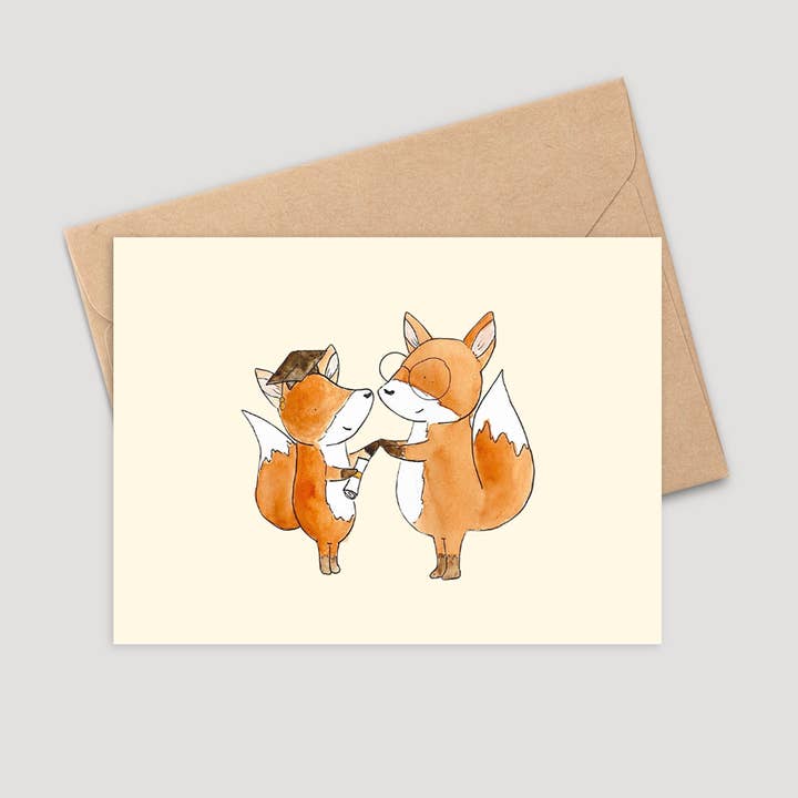 Song & Sparrow Studio - Wholesale Graduation Card - Fox Graduation Card