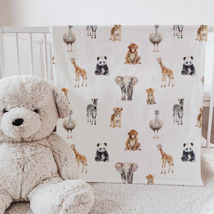 Manta Minky para Bebés y Niños Pequeños - Safari Snuggles 76x102 cm para venta al por mayor de Hey Peanut Shop