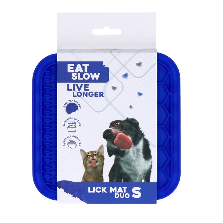 Eat Slow Live Longer Schleckmatte Duo S Blau für den Großhandel von Hofman Animal Care