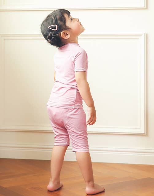 Berry Pink Bamboo Stitch Short Sleeve PJs for wholesale on Faire2