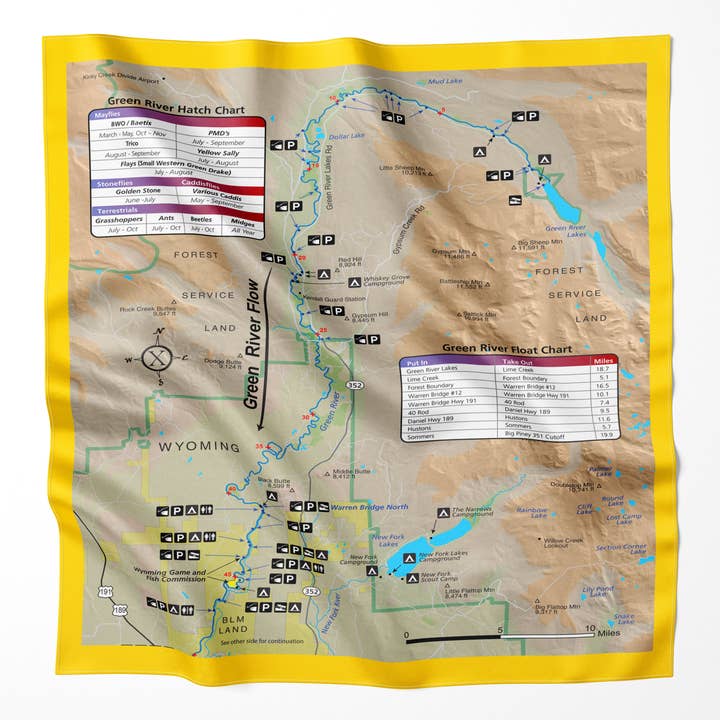 Green River Wyoming Microfiber Map Bandana for wholesale by Map the Xperience